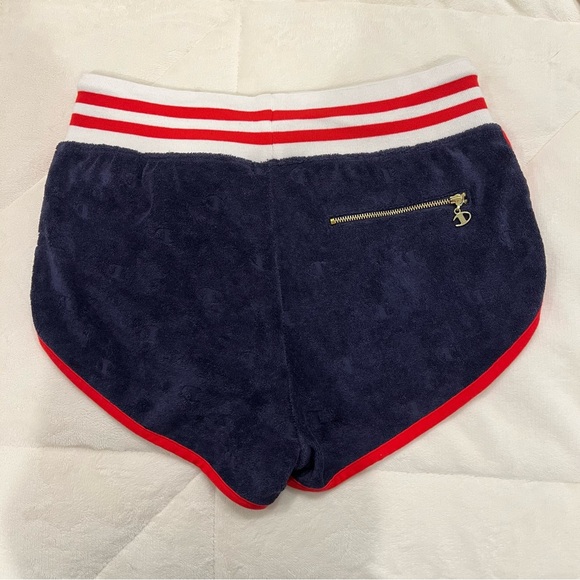 Champion Terry Cloth Allover Jacquard 'C' Logo Shorts in Red, White, and Blue - Picture 2 of 3